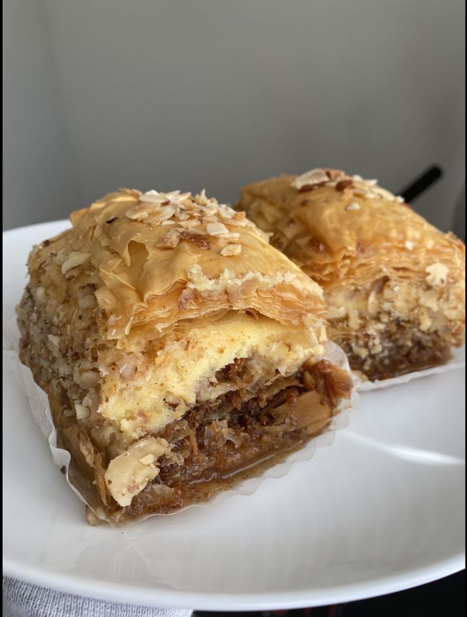 Fresh baklava layered with phyllo, nuts, and honey at Zukerino Pastry Shop
